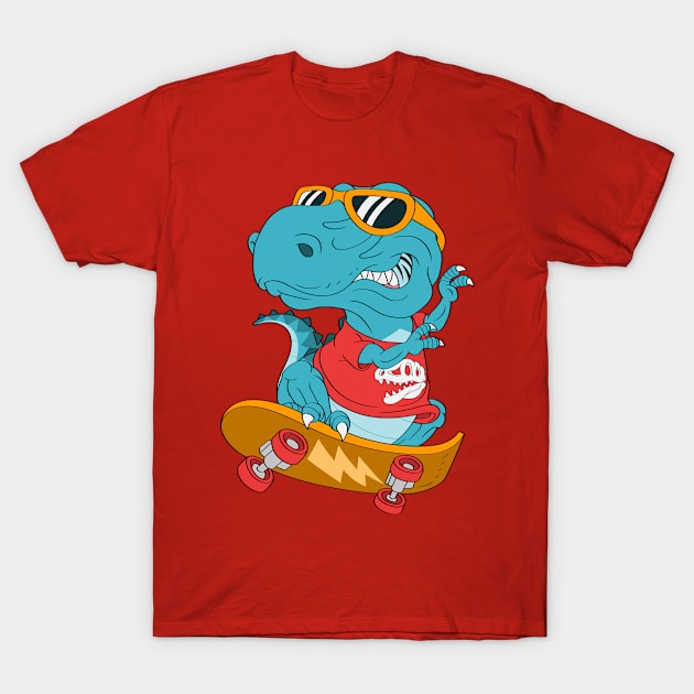 Skate T Rex Dinosaur T-Shirt by Mako Design 